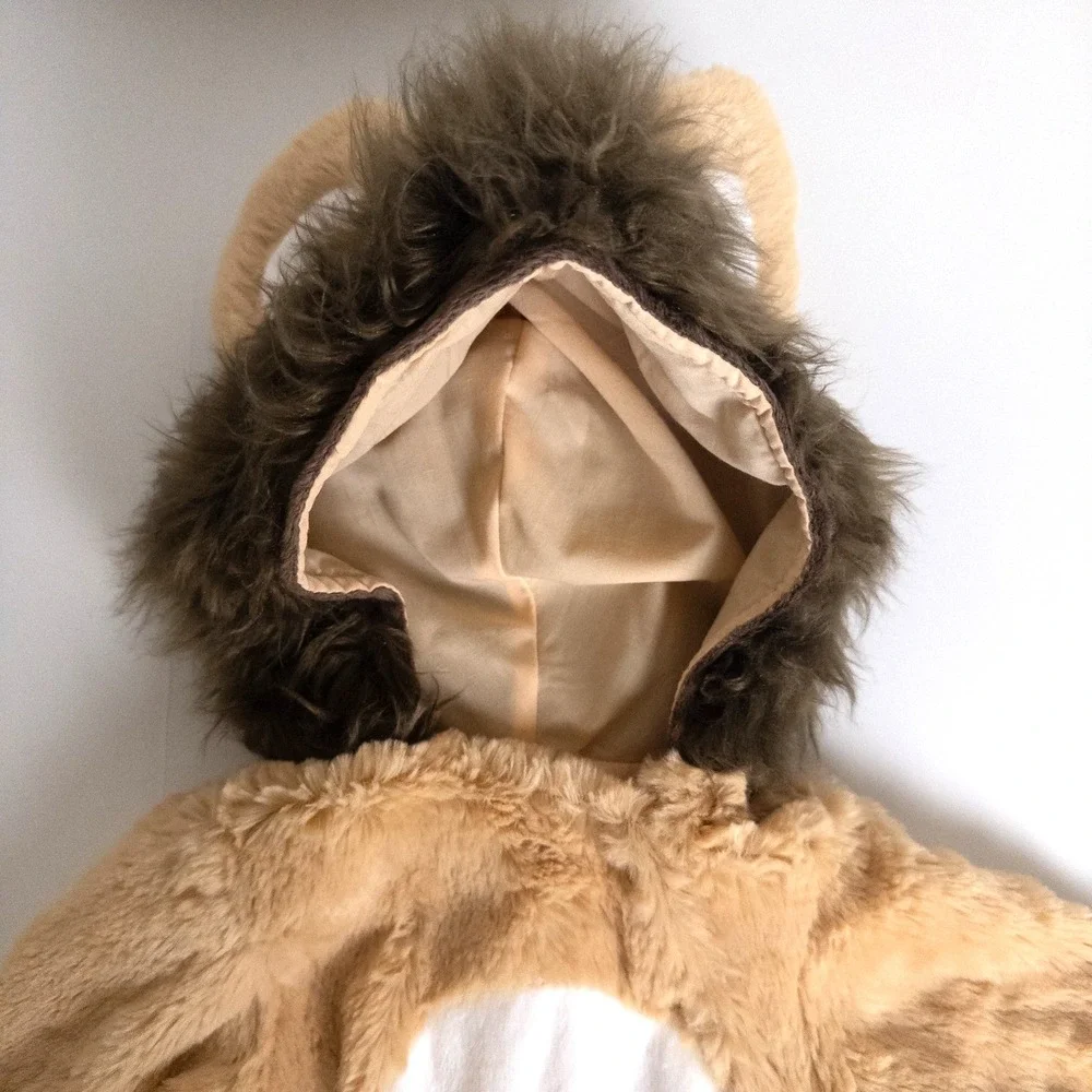 Pottery Barn Kids Lion‎ Costume 0-6M Tan Plush Faux Fur Halloween Jumpsuit - Picture 3 of 9